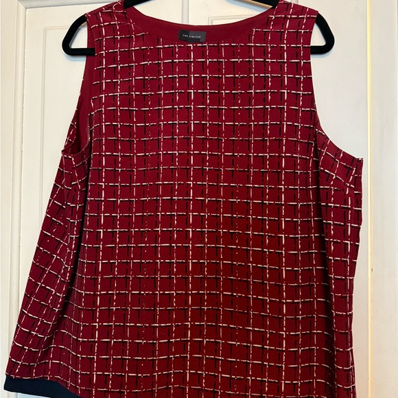 The Limited Tops - The Limited Burgundy Checkered Women's Blouse